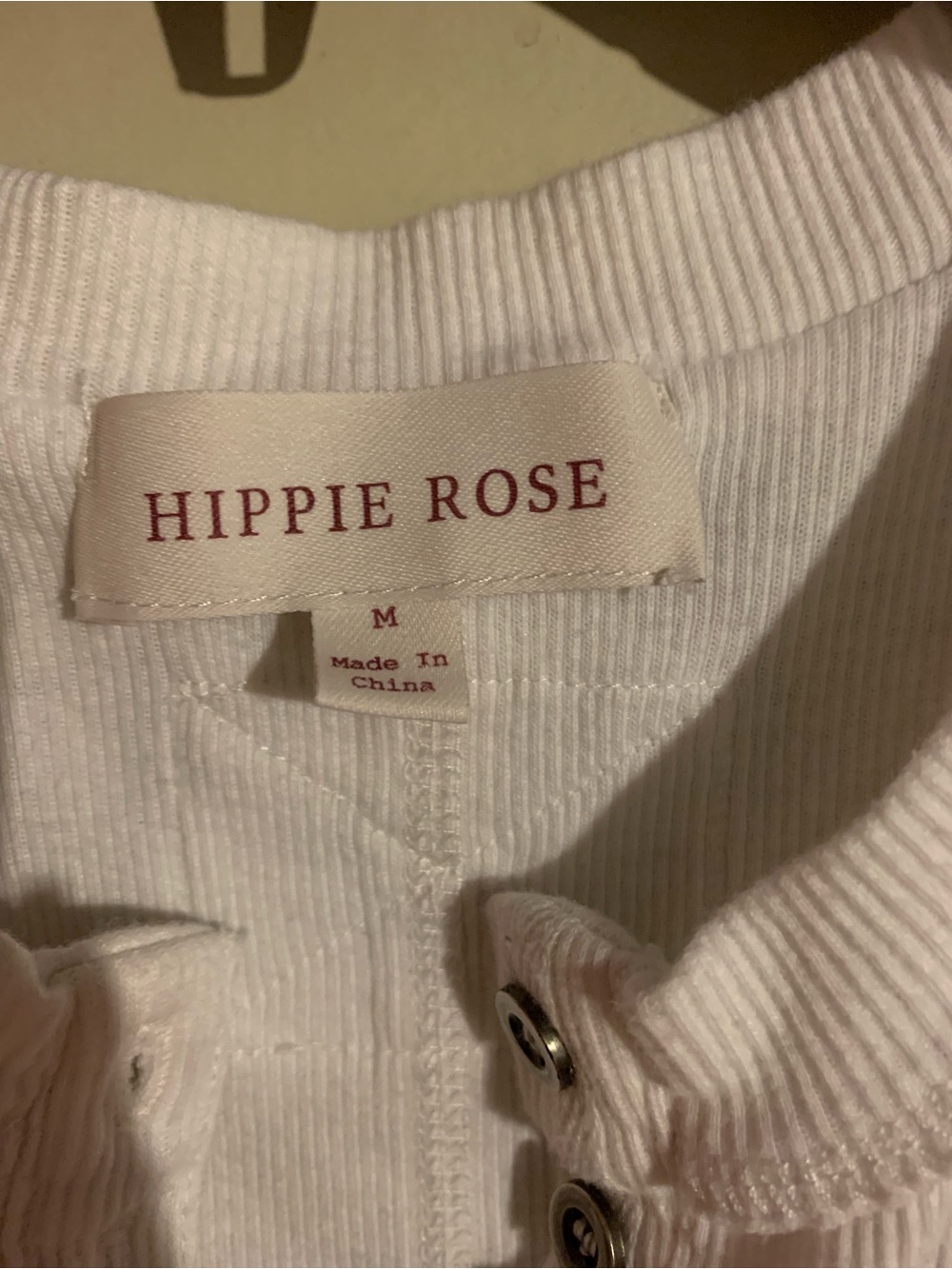 Hippie Rose White Ribbed Button Henley Tank - Picture 3 of 3